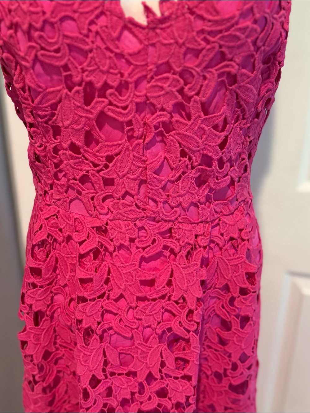 ENDLESS ROSE Women's Fuchsia Lace Midi Dress with Spaghetti Straps S/L - Picture 3 of 4